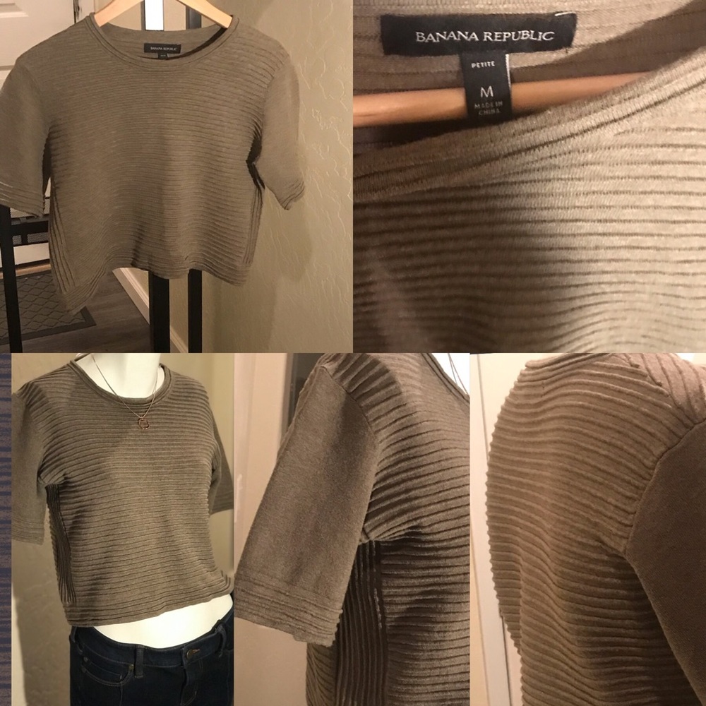 Banana Republic Cropped Olive Knit Sweater